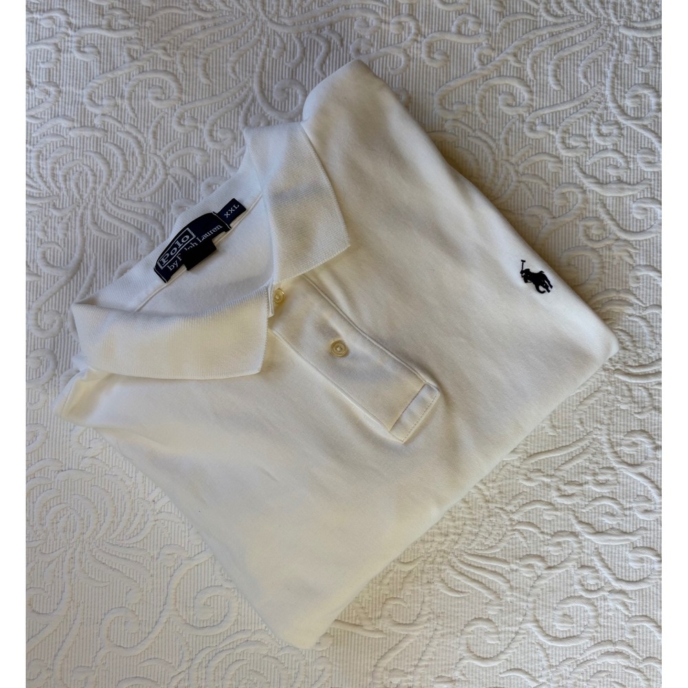 Polo Ralph Lauren Men XXL White Long Sleeve Soft Interlock Cotton Polo Shirt